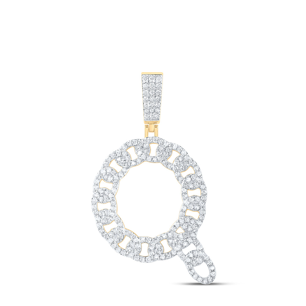 1CTW-DIA NK CUBAN INITIAL "Q" MENS PENDANT