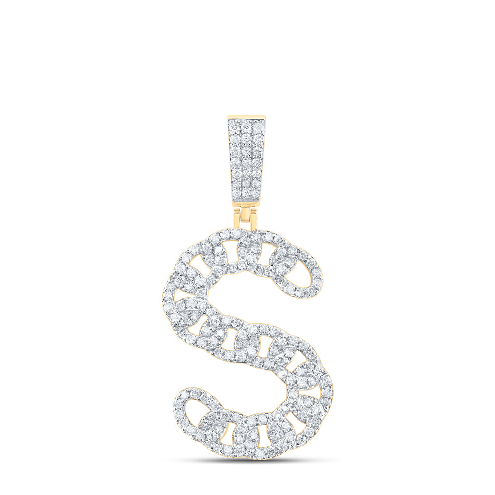 1CTW-DIA NK CUBAN INITIAL "S" MENS PENDANT