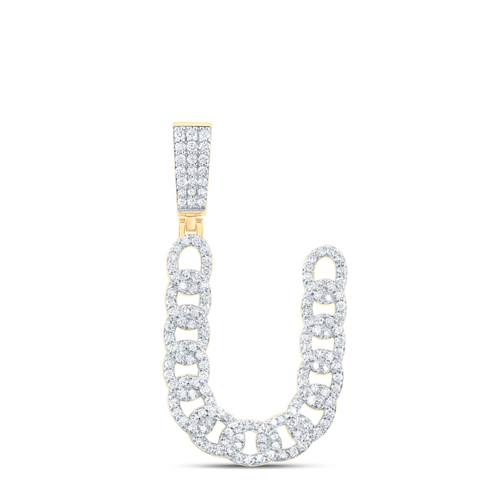 1CTW-DIA NK CUBAN INITIAL "U" MENS PENDANT