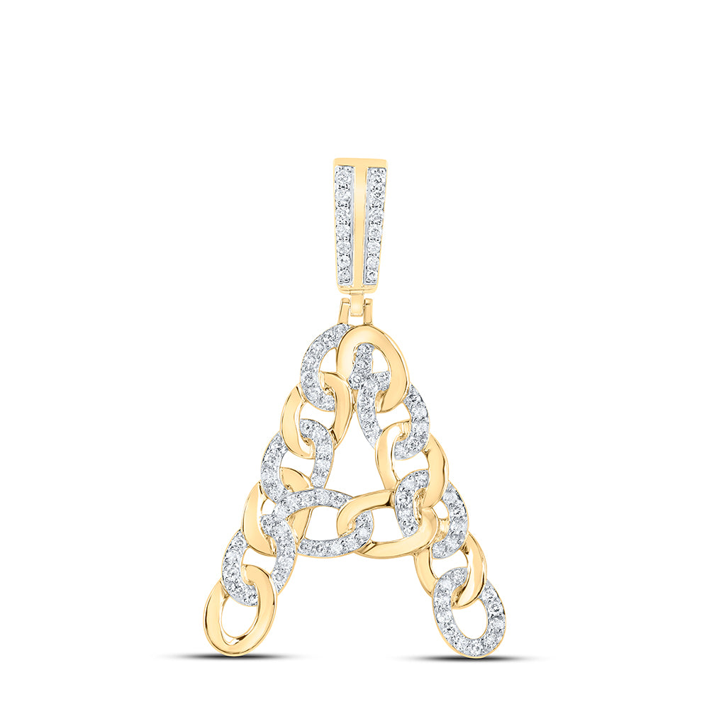 5/8CTW-DIA NK CUBAN INITIAL "A" MENS PENDANT