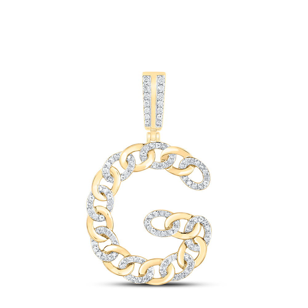 5/8CTW-DIA NK CUBAN INITIAL "G" MENS PENDANT