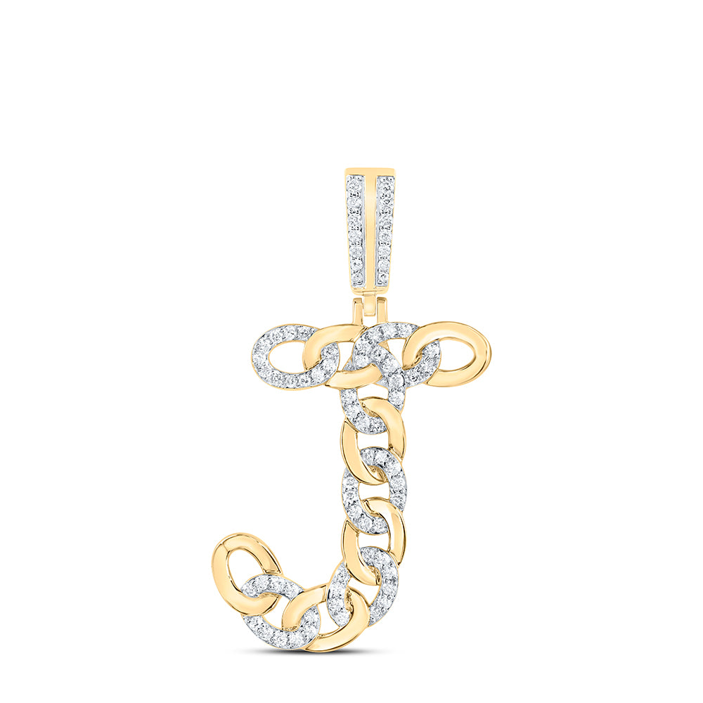 1/2CTW-DIA NK CUBAN INITIAL "J" MENS PENDANT