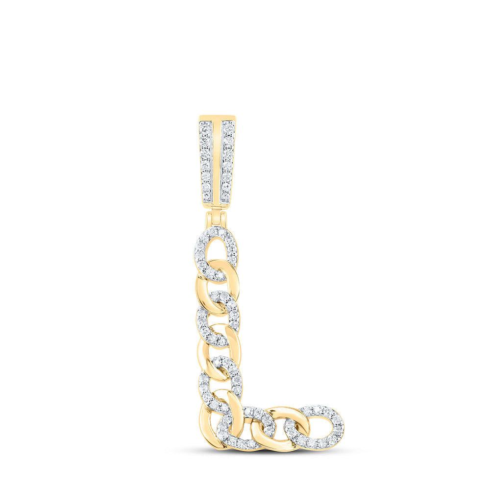 3/8CTW-DIA NK CUBAN INITIAL "L" MENS PENDANT