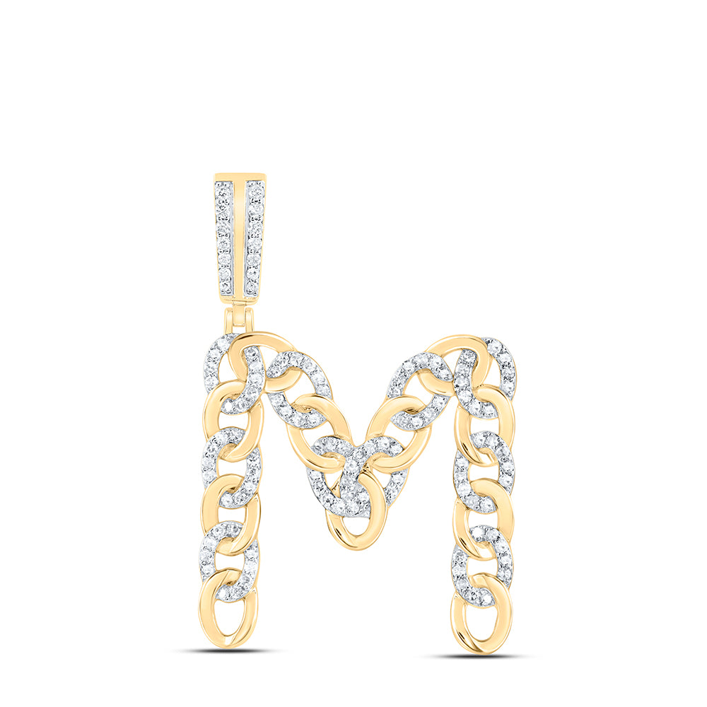 5/8CTW-DIA NK CUBAN INITIAL "M" MENS PENDANT