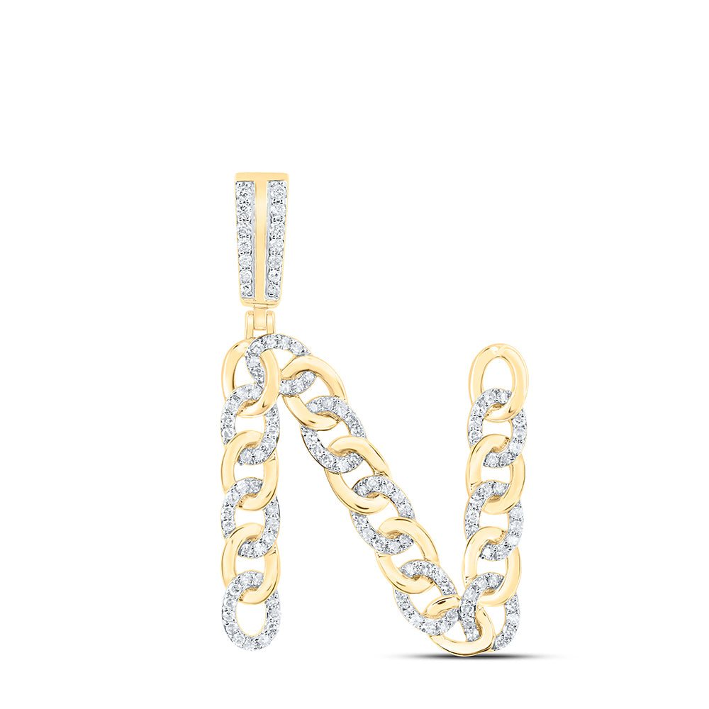 5/8CTW-DIA NK CUBAN INITIAL "N" MENS PENDANT