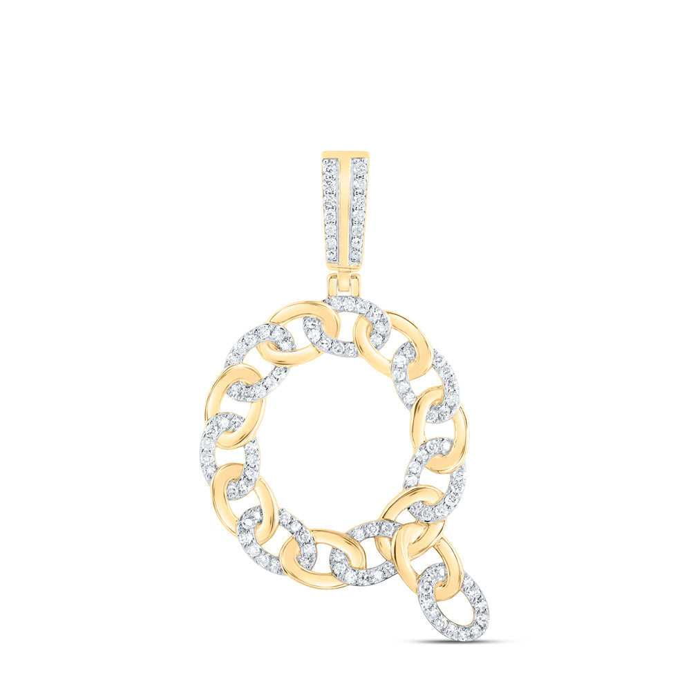 5/8CTW-DIA NK CUBAN INITIAL "Q" MENS PENDANT