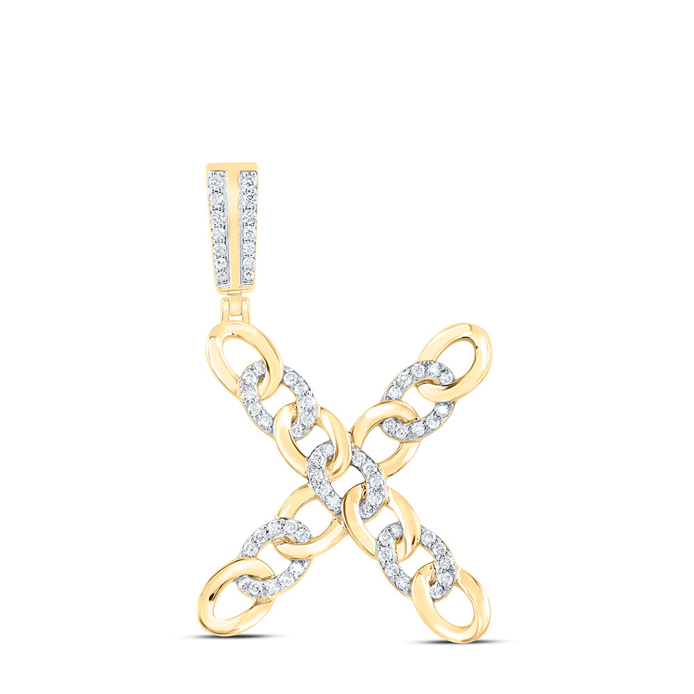 1/2CTW-DIA NK CUBAN INITIAL "X" MENS PENDANT