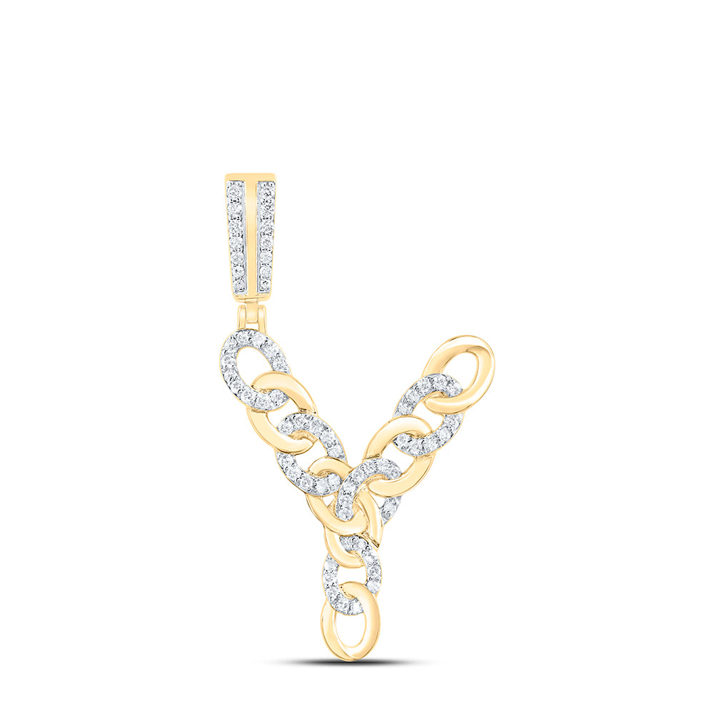 3/8CTW-DIA NK CUBAN INITIAL "Y" MENS PENDANT