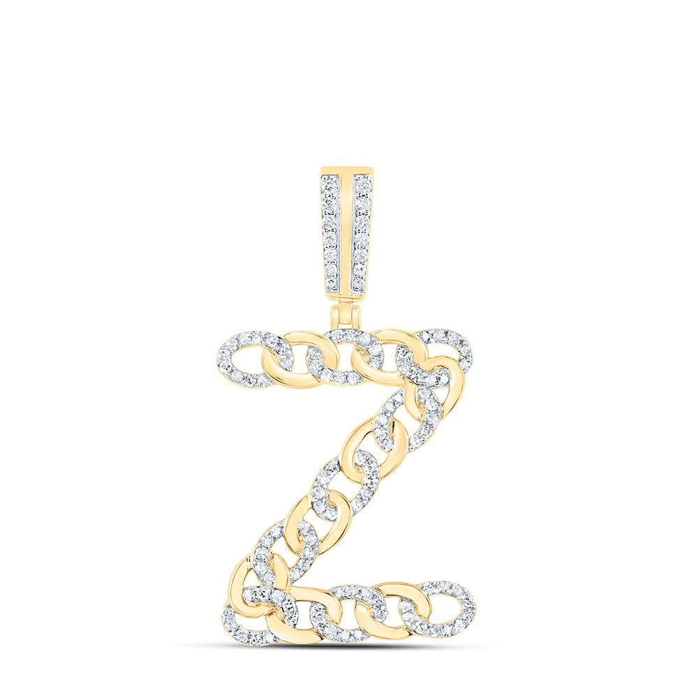 1/2CTW-DIA NK CUBAN INITIAL "Z" MENS PENDANT