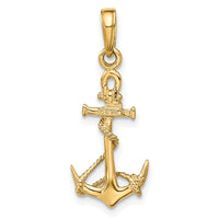 Load image into Gallery viewer, 14k 3-D Anchor w/Shackle and Entwined Rope Pendant
