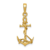 Load image into Gallery viewer, 14k 3-D Anchor w/Shackle and Entwined Rope Pendant
