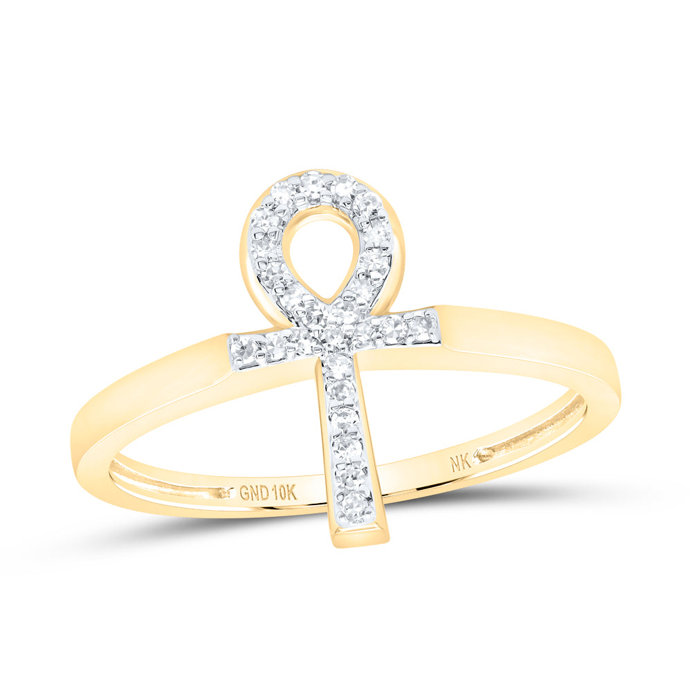 1/10CTW-DIA NK  GIFT ANKH CROSS RING
