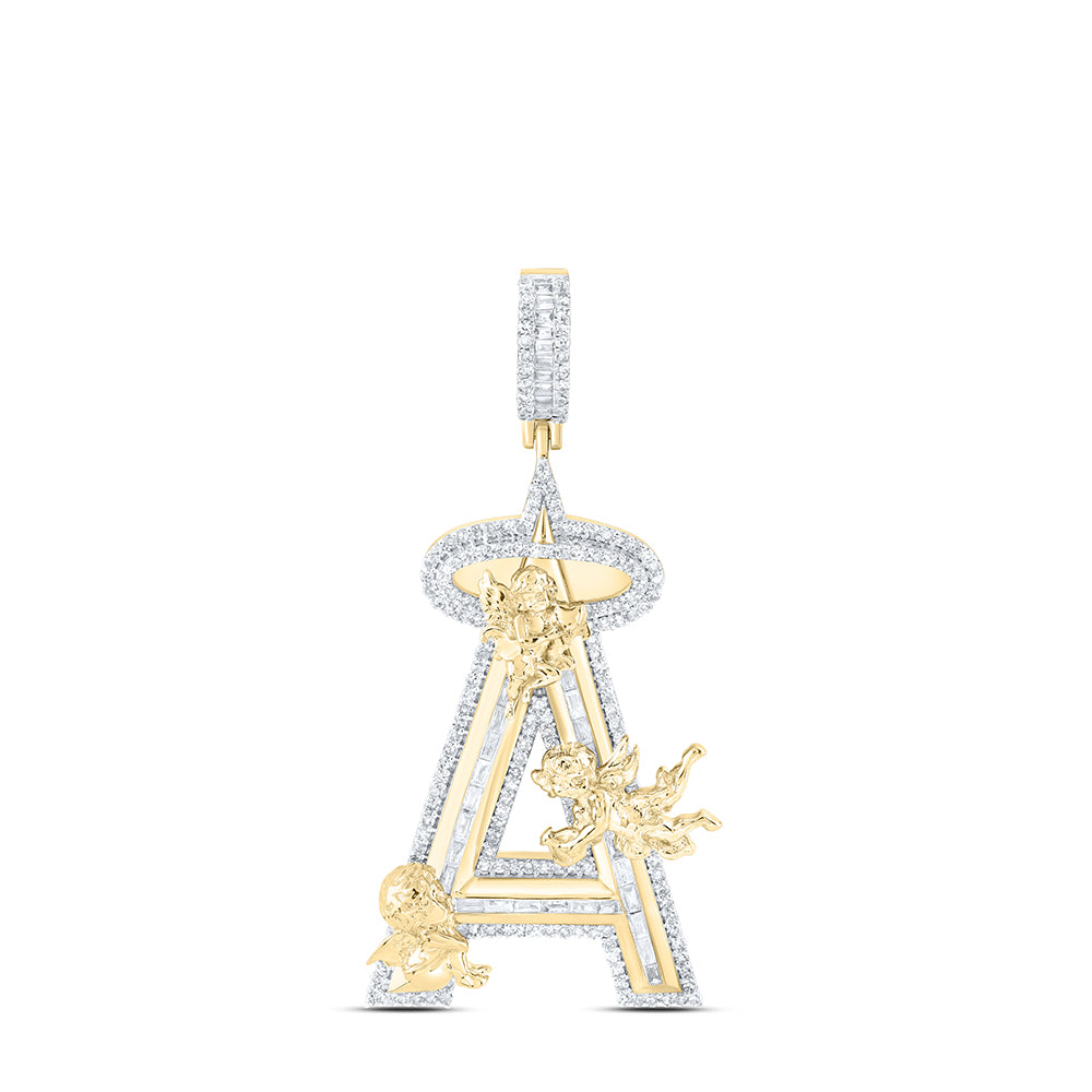 1 1/5CTW- DIA NK INITIAL "A" ANGLE MENS CHARM