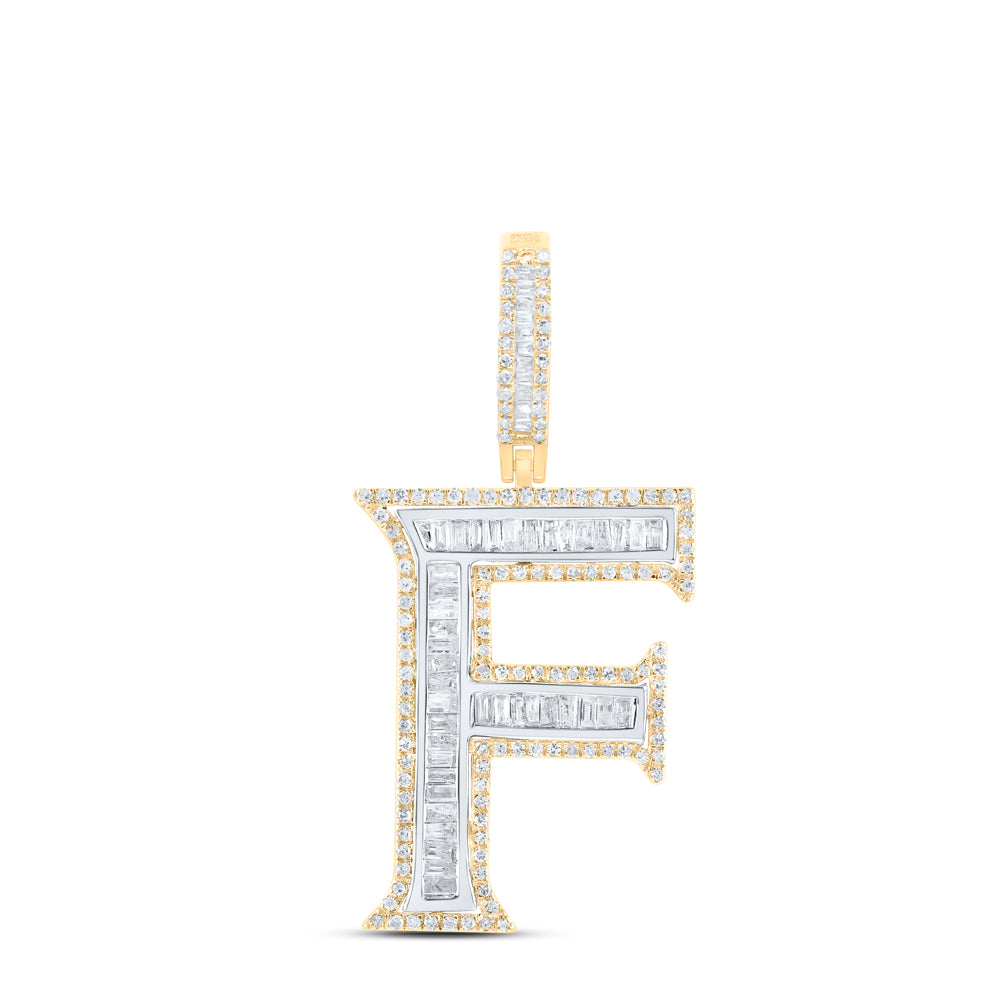 3/4CTW-DIA P1 INITIAL "F" MENS PENDANT