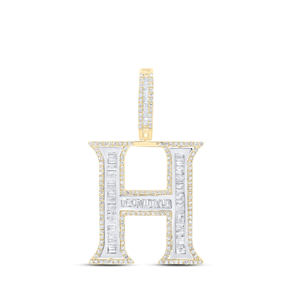1CTW-DIA P1 INITIAL "H" MENS PENDANT