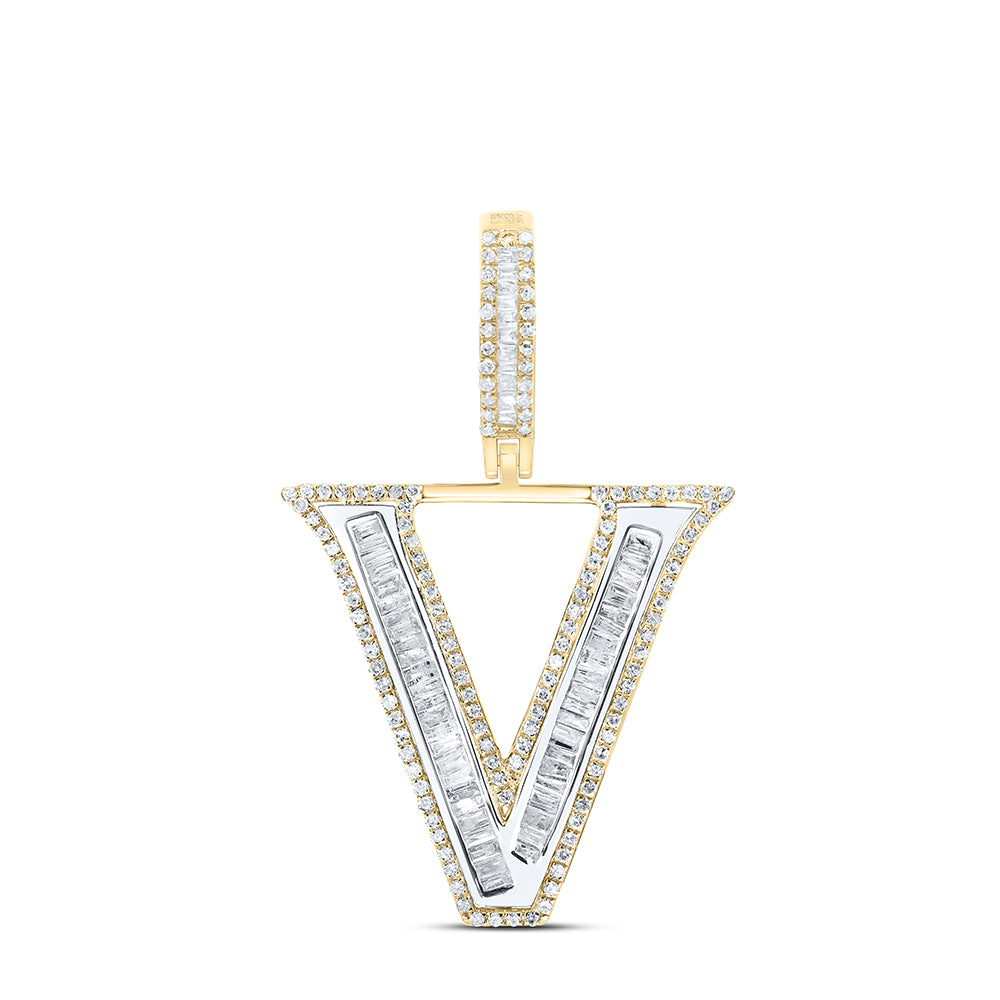 3/4CTW-DIA P1 INITIAL "V" MENS PENDANT