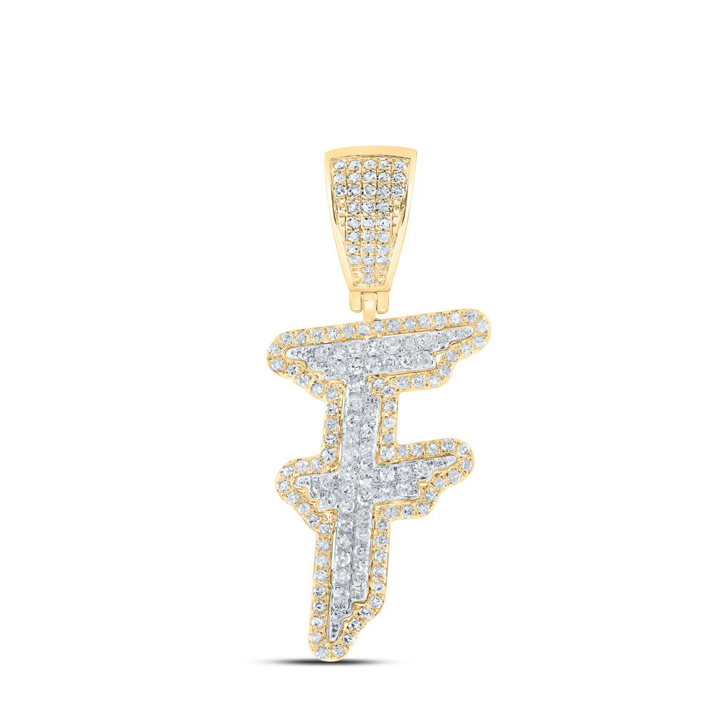 3/4CTW-DIA P1 INITIAL "F" MENS PENDANT