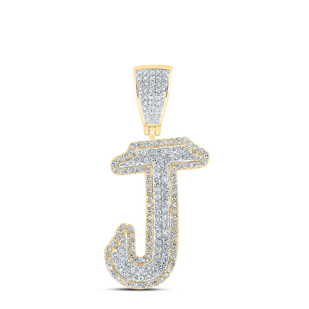 7/8CTW-DIA P1 INITIAL "J" MENS PENDANT