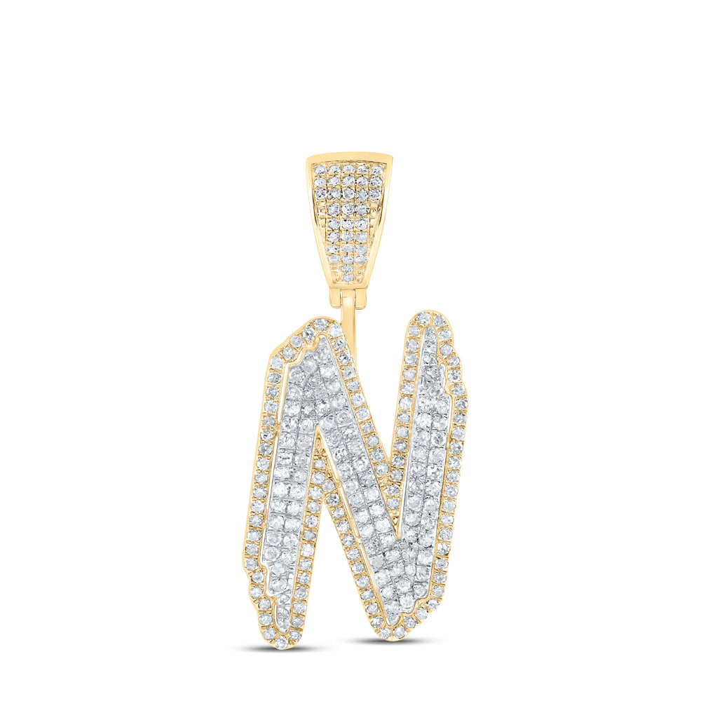 1CTW-DIA INITIAL P1 "N" MENS PENDANT