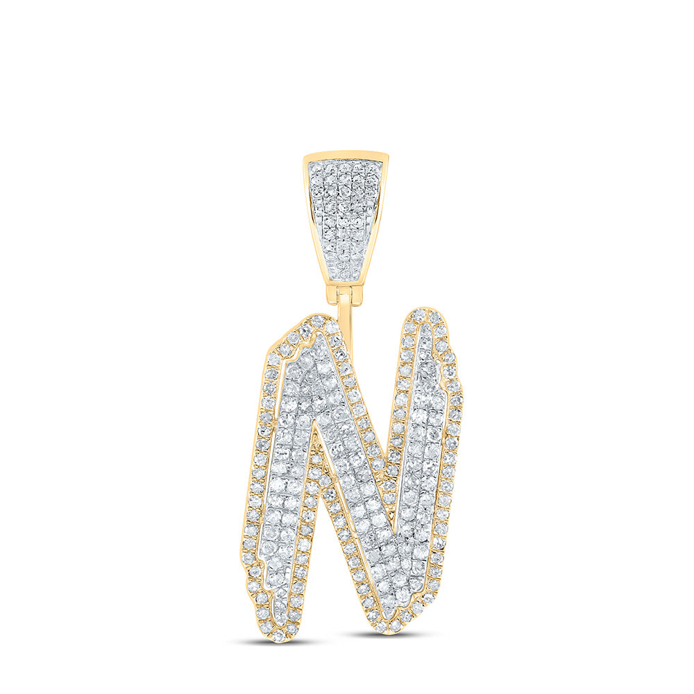 1CTW-DIA INITIAL P1 "N" MENS PENDANT