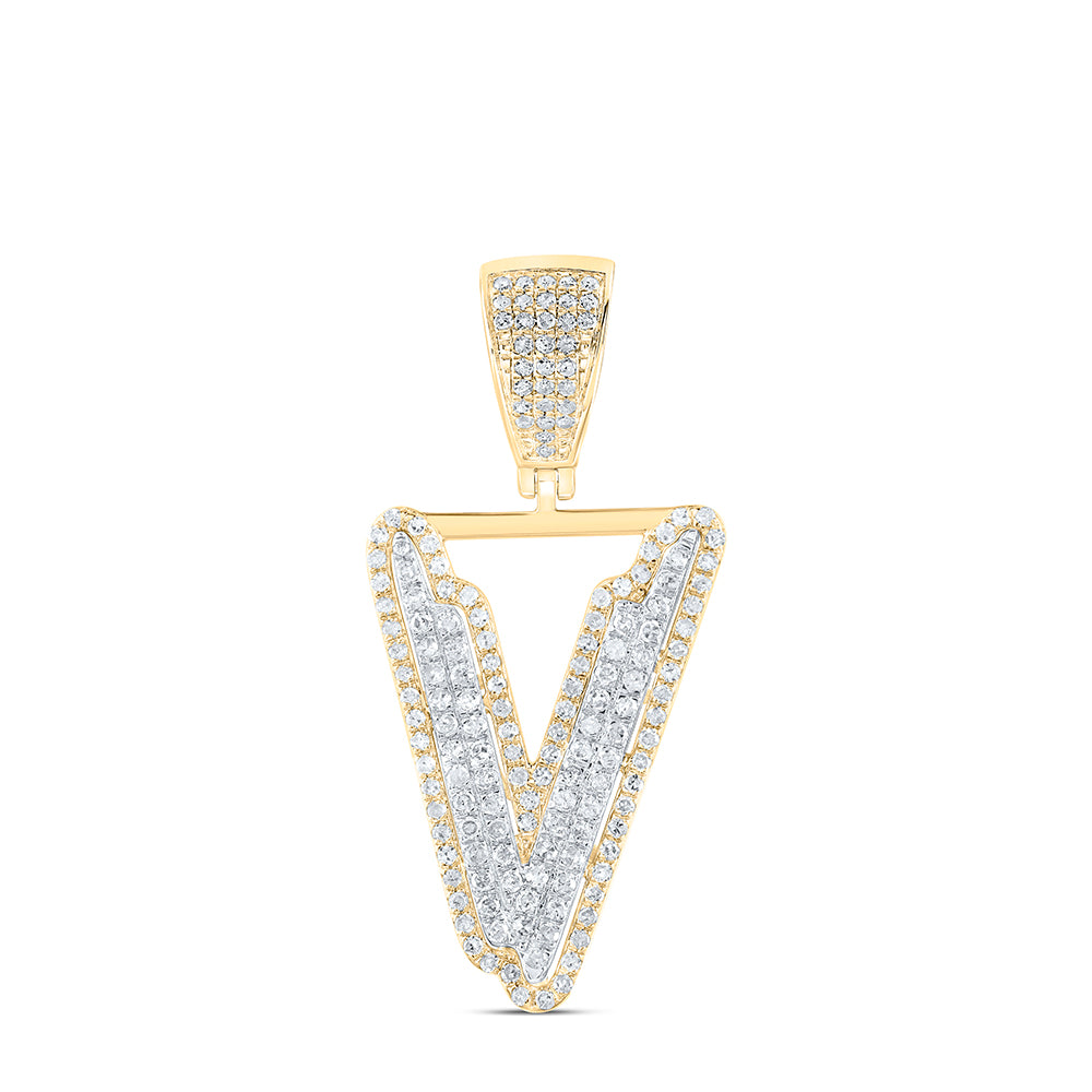 3/4CTW-DIA P1 INITIAL "V" MENS PENDANT