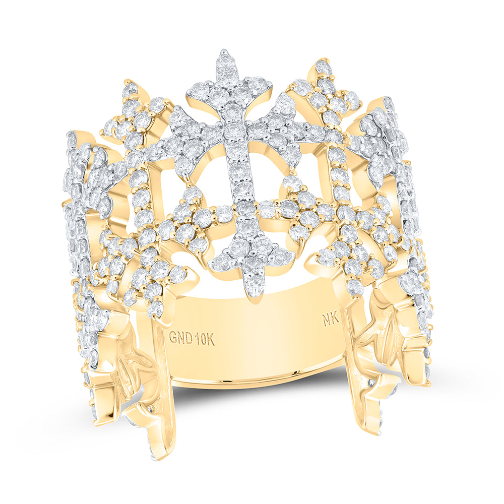 3CTW-DIA NK CROSS MENS RING