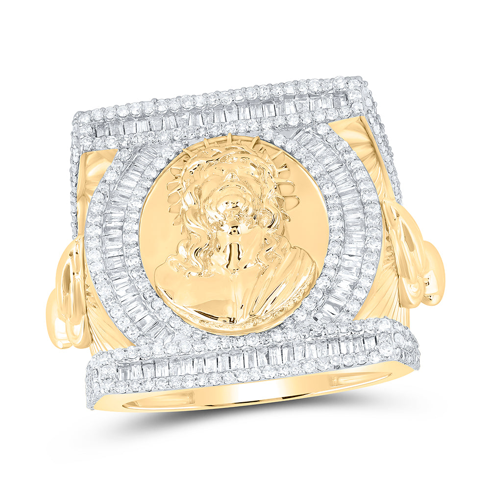 1 3/4CTW-DIA NK JESUS MENS RING