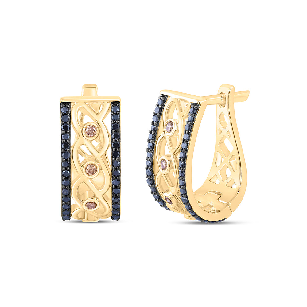 3/8 CTW-DIA COLOR DIAMOND HOOPS EARRING