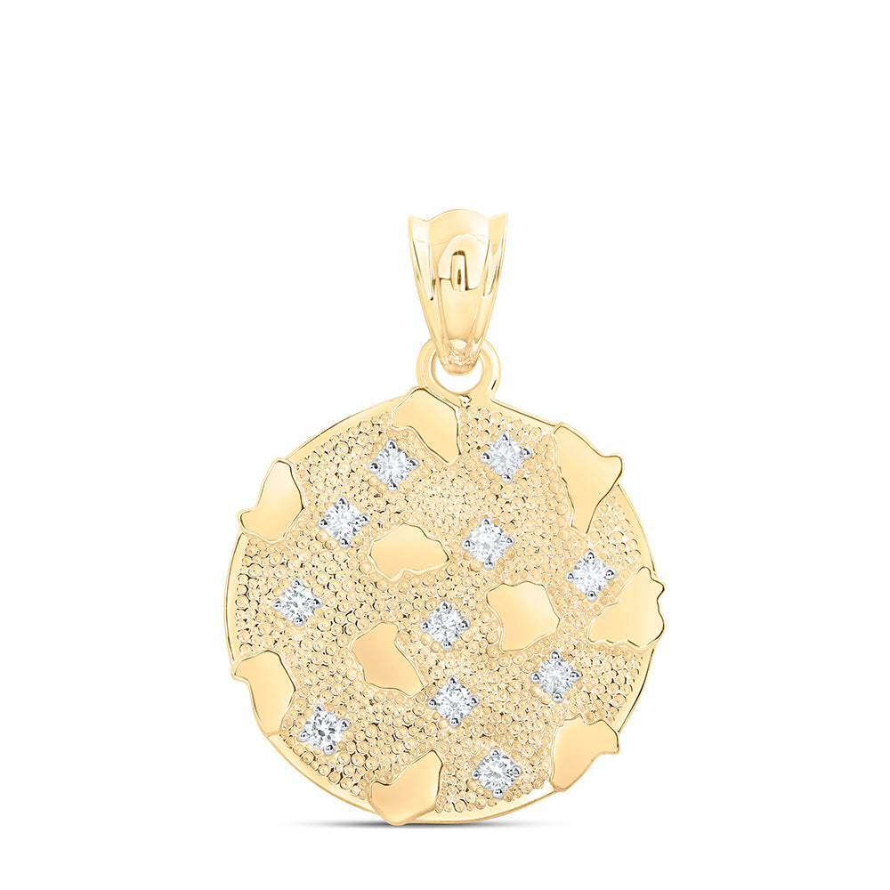 3/4CTW-DIA NK MENS ROUND NUGGET PENDANT