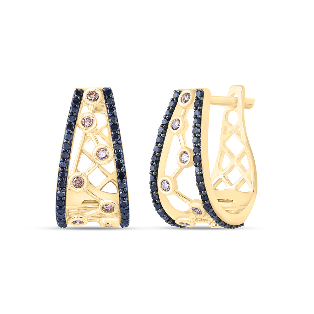 1/2 CTW-DIA  COLOR DIAMOND HOOPS EARRING