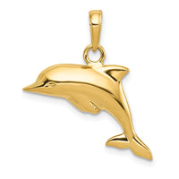 Load image into Gallery viewer, 14K Polished 3-D Dolphin Pendant
