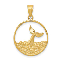 Load image into Gallery viewer, 14k Whale Tail in Circle with Waves Pendant
