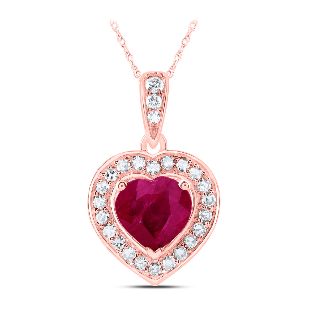 1/8CTW-DIA NK 5.5X5.5 MM RUBY HEART NAT GEM HEART PENDANT