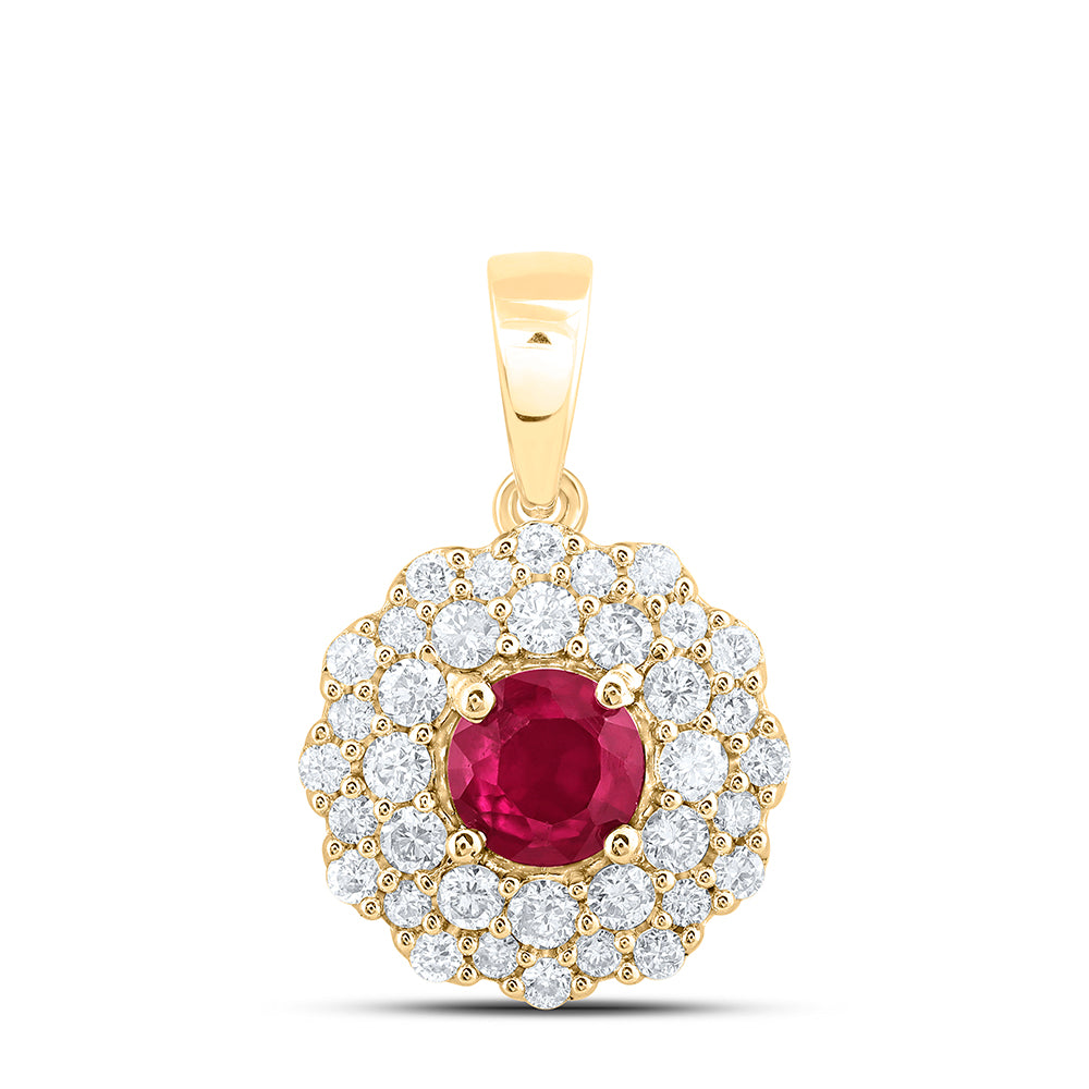 1/4CTW-DIA ANA M 4.00 MM RD-RUBY NAT GEM PENDANT
