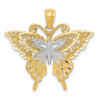 Load image into Gallery viewer, 14k w/Rhodium Fancy Butterfly Pendant
