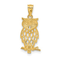 Load image into Gallery viewer, 14k w/ Rhodium Owl Pendant
