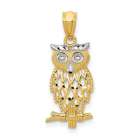 Load image into Gallery viewer, 14k w/ Rhodium Owl Pendant
