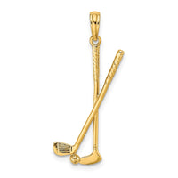 Load image into Gallery viewer, 14k 3-D Double Golf Clubs with Ball Charm
