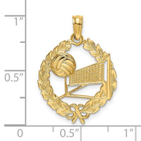 Load image into Gallery viewer, 14k Volleyball Story in Leaf Circle Charm
