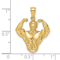 Load image into Gallery viewer, 14k 3-D Bodybuilder Waist Up Pendant
