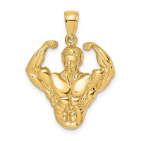 Load image into Gallery viewer, 14k 3-D Bodybuilder Waist Up Pendant
