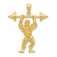 Load image into Gallery viewer, 14k Bodybuilder with Weights Pendant
