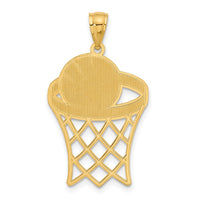 Load image into Gallery viewer, 14k Basketball in Hoop Diamond Cut Pendant
