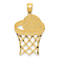 Load image into Gallery viewer, 14k Basketball in Hoop Diamond Cut Pendant
