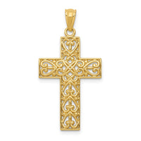 Load image into Gallery viewer, 14k Diamond-cut Filigree Cross Pendant
