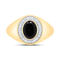 Load image into Gallery viewer, 1/6CTW-DIA P1-9X7 MM-OVAL ONYX BLACK MENS RING
