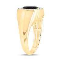 Load image into Gallery viewer, 1/6CTW-DIA P1-9X7 MM-OVAL ONYX BLACK MENS RING
