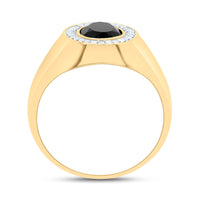 Load image into Gallery viewer, 1/6CTW-DIA P1-9X7 MM-OVAL ONYX BLACK MENS RING
