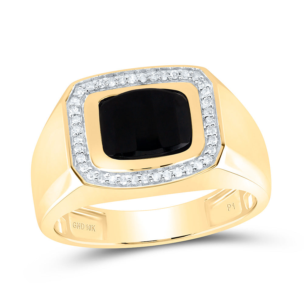 1/6CTW-DIA P1-9X7 MM-ONYX BLACK MENS RING