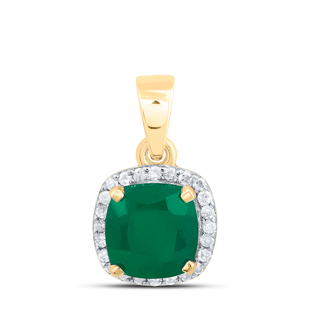 1/10CTW-DIA P1 6.10MM-CU-EM SYNTHETIC CUSHION PENDANT